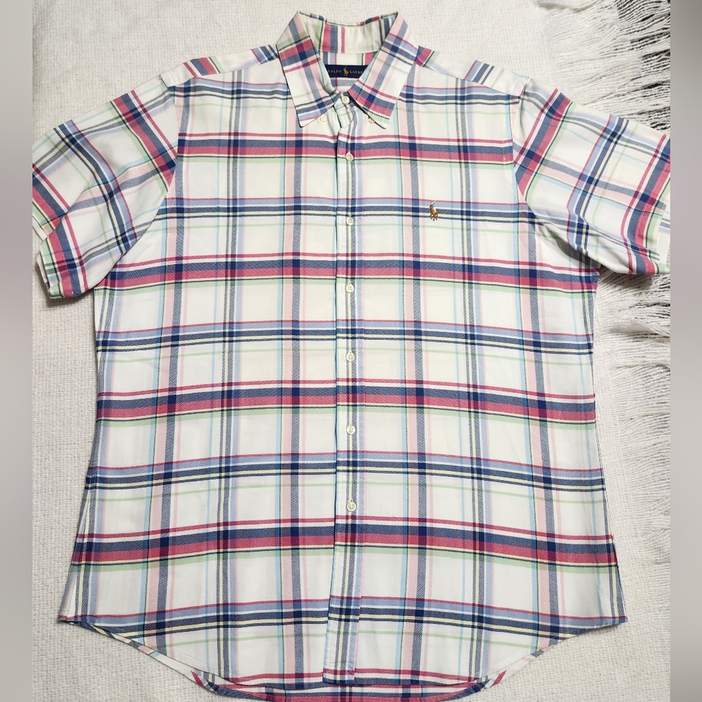 Ralph Lauren Multicolor Plaid Button Down Shirt Men Size Large